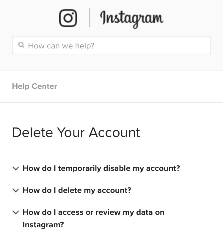 delete my instagram account