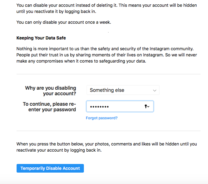 how many times can you disable your instagram account