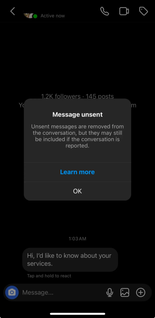 Unsend a Message on Instagram